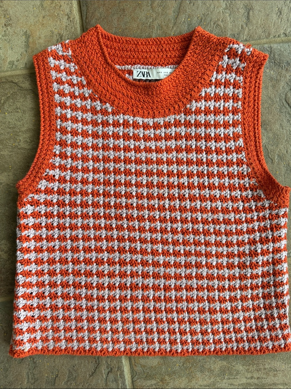 Zara Orange & Lavender Knit Sleeveless Top
